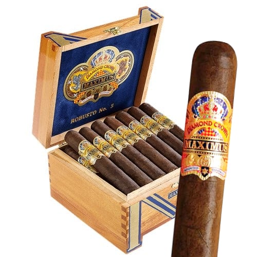 Diamond Crown Maximus Cigar box with robusto cigars.