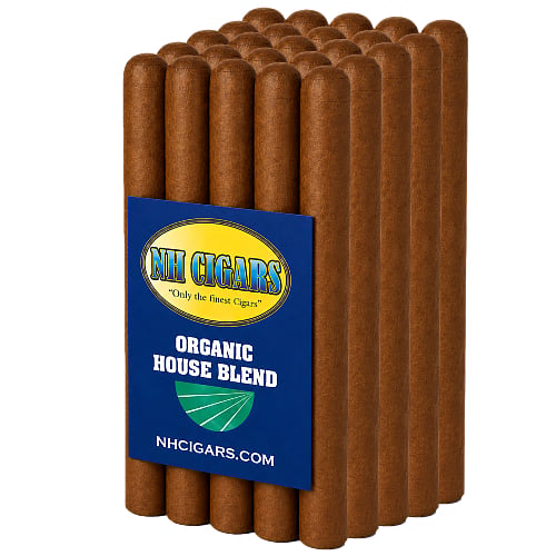 Stack of organic cigars with label
