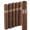 5 Padron 7000 Maduro cigars standing side by side upright, with a zoomed in image of the Padron 7000 cigar