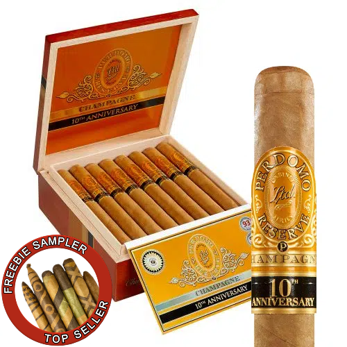 Box of Perdomo Champagne Epicure Cigars With Free Promotion Sample Pack Image