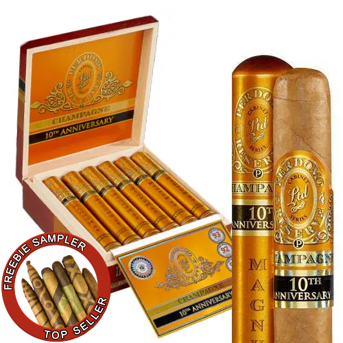 Box of Perdomo Champagne Magnum Cigars With Free Promotion Sample Pack Image