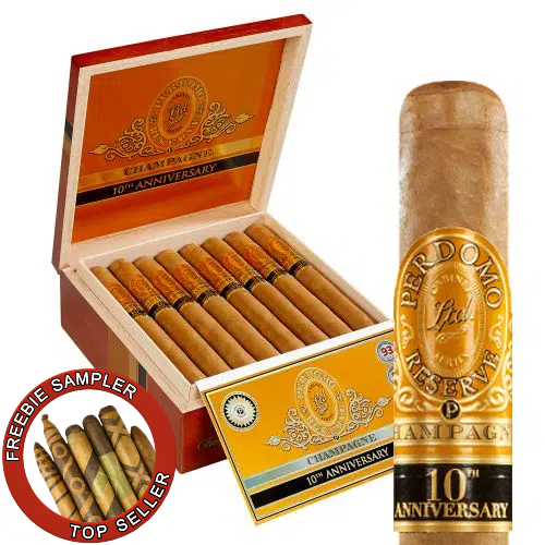 Box of Perdomo Champagne Super Toro Cigars With Free Promotion Sample Pack Image