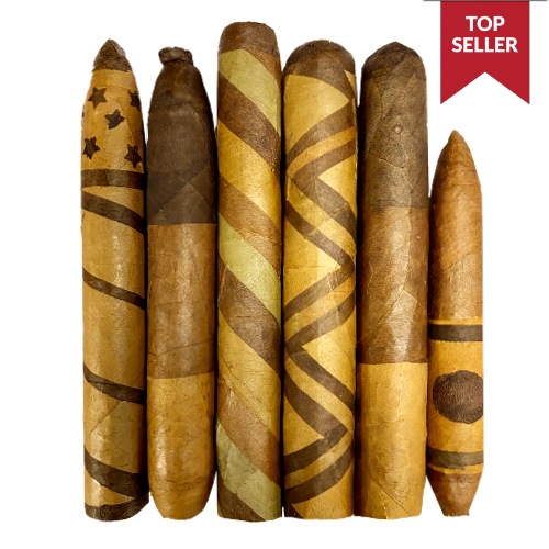 Variety of decorative organic cigars displayed.