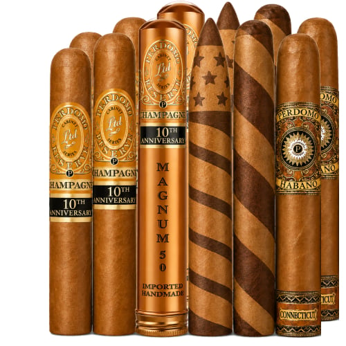 Assorted premium cigars in display