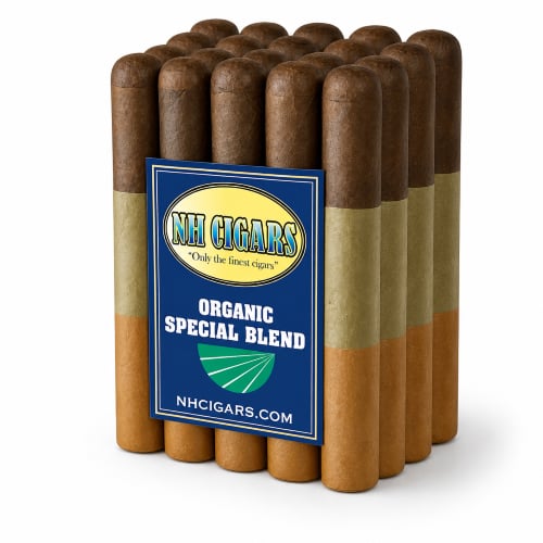 Pack of organic cigars displayed neatly.