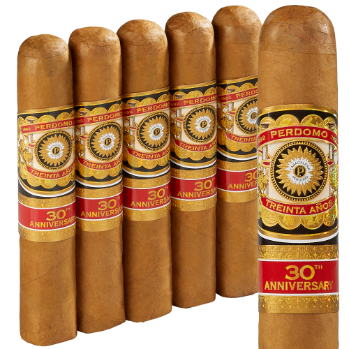 6 perdomo 30th ct cigars standing upright side by side