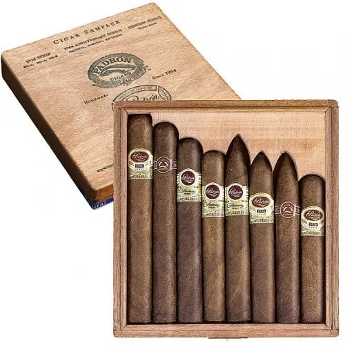 Assorted premium padron cigars in box