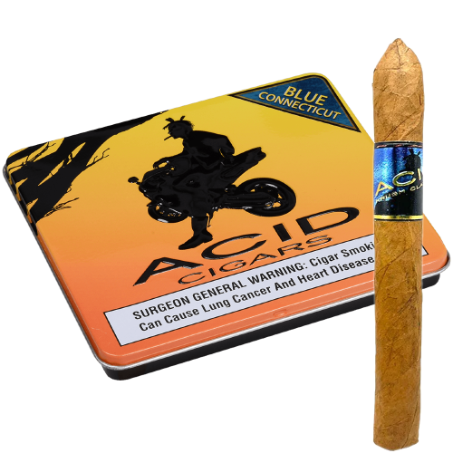 Acid Krush Tin, with zoom shot of the Acid Krush Cigarillo