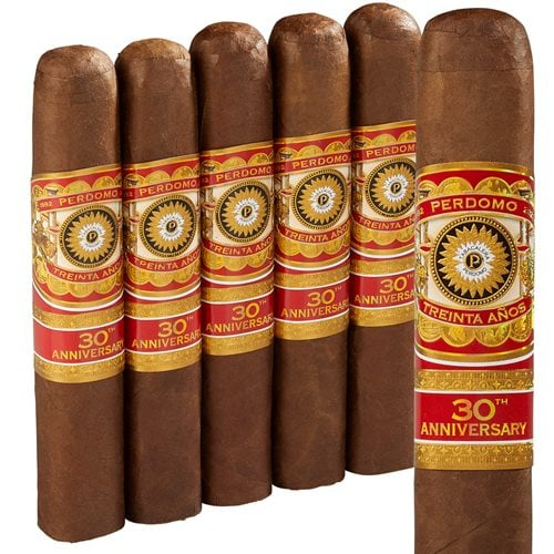 6 Perdomo 30th Sun Grown Cigars Standing up