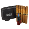 travel humidor, 5 perdomo cigars, lighter