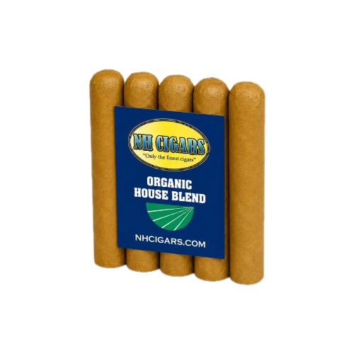 Five organic nub cigars with branding