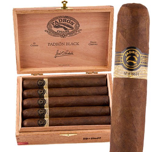 Box of Padrón Black 99 cigars displayed