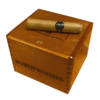 box of cigars with a cigar