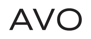 Stylish AVO logo in black