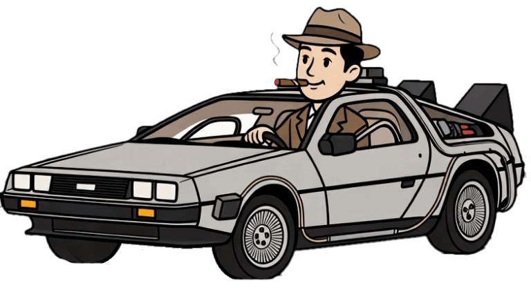 Padron 1926 No.9 Natural Review Cartoon DeLorean with a character smoking a cigar