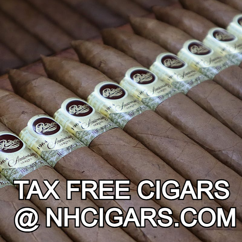 Rows of tax free padron 1964 cigars