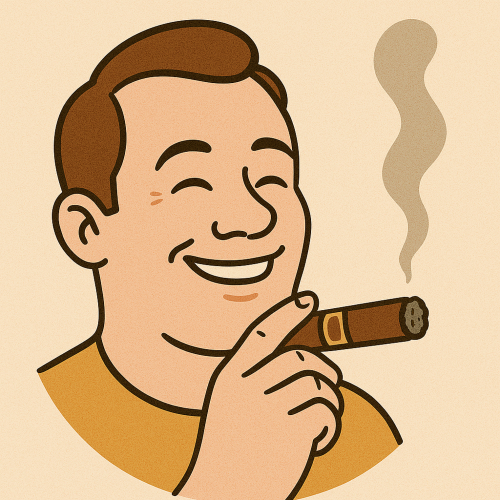 The Story of Cigars NH Cigars happy guy smoking cigar