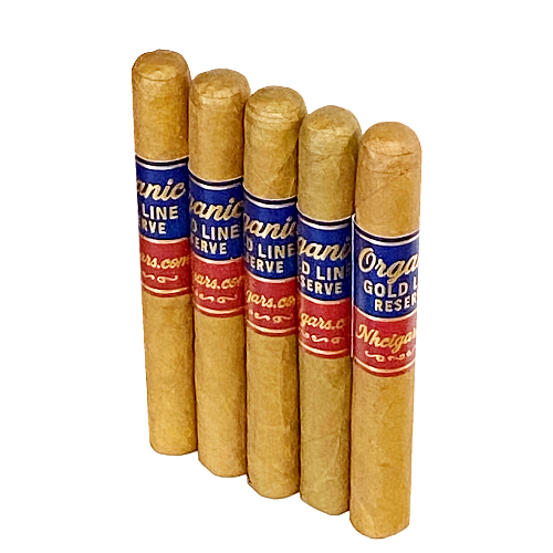 Five organic cigars in packaging