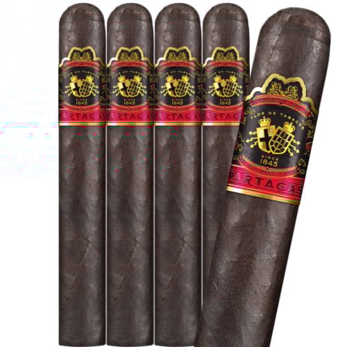 Five Partagas Black cigars with labels