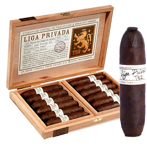 Cigar box with unique shaped cigars.