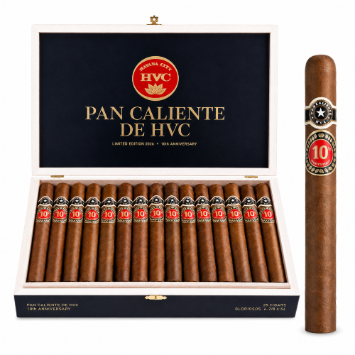 Box of HVC Pan Caliente 10 Anniversary Gloriosos Cigars.