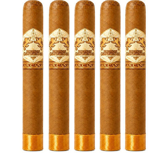 Five premium cigars in packaging