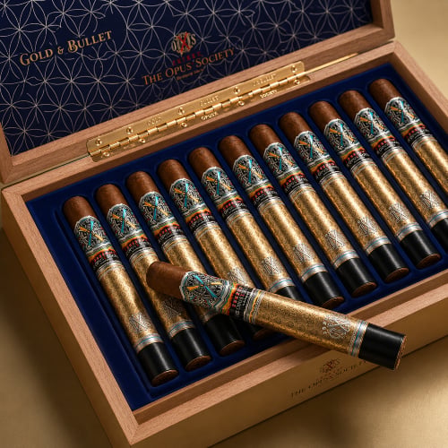 Fuente Opus X Society Gold & Bullet (6.75"×50) Box of 12 Fuente Fuente Opus X Society Gold Bullet Cigars