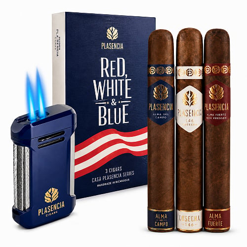 Cigar sampler with lighter and box
