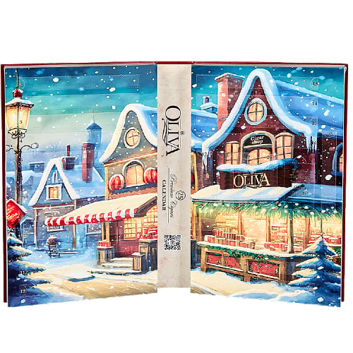 Oliva Cigar Advent Calendar 2025 Winter village scene with shops
