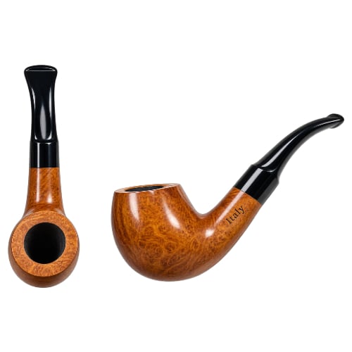 Italian Briar Tobacco Pipe Handmade Italian Briar Tobacco Pipe side and top view